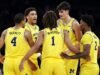 Bola basket No. 7 Michigan mengibarkan spanduk Big Ten Tourny pada pertandingan pembukanya melawan Oakland