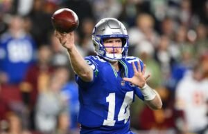 Sam Darnold memimpin Seahawks meraih kemenangan mudah 38-14 atas Commanders, yang kehilangan Jayden Daniels karena cedera lengan