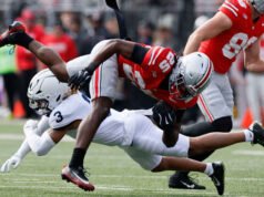 Sayin melakukan 4 touchdown, peringkat teratas Ohio State mengambil kendali di babak kedua dan menang 38-14 atas Penn State