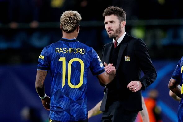 CASTELLON, SPANYOL – 23 NOVEMBER: Marcus Rashford dari Manchester United, pelatih Michael Carrick dari Manchester United selama UEF