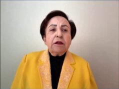 “Jangan membuat diri Anda terlibat dalam kejahatan ini dengan tetap diam,” aktivis Iran Shirin Ebadi memperingatkan