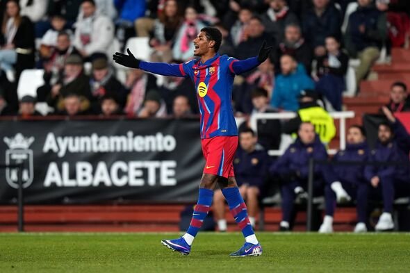 Marcus Rashford selama pertandingan perempat final Copa Del Rey antara Albacete Balompie dan FC Barcelona.
