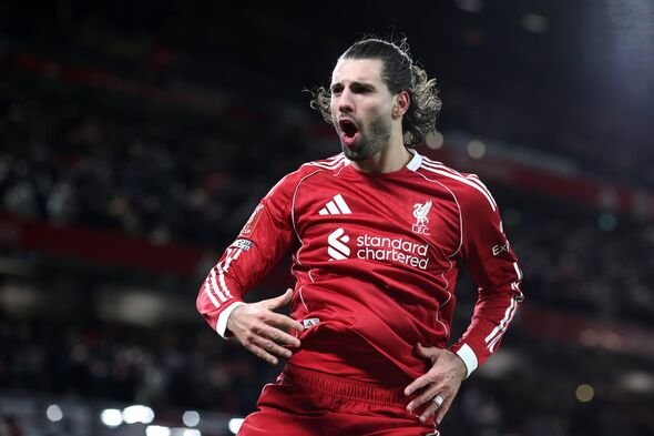 Pemain Liverpool Dominik Szoboszlai merayakan setelah mencetak gol kedua untuk timnya di putaran keempat Piala FA Emirates Pemain Liverpool Dominik Szoboszlai merayakan setelah mencetak gol kedua untuk timnya di putaran keempat Piala FA Emirates