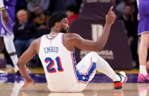 Embiid kembali cedera bersama 76ers dan akan melewatkan pertandingan melawan Atlanta karena cedera tulang kering kanan