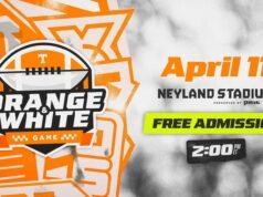 Pertandingan Oranye & Putih diadakan pada 11 April pukul 14.00. ET di Stadion Neyland