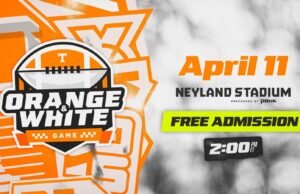 Pertandingan Oranye & Putih diadakan pada 11 April pukul 14.00. ET di Stadion Neyland