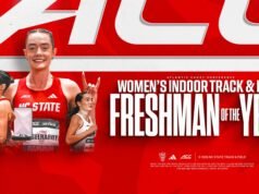 Sadie Engelhardt dinobatkan sebagai Mahasiswa Baru Terbaik Tahun Ini di Lintasan & Lapangan Dalam Ruangan ACC