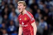 SAN SEBASTIAN, SPANYOL – 06 MARET: Reaksi Rasmus Hojlund dari Manchester United selama Babak 16 Besar Liga Eropa UEFA 2024/25 Fi