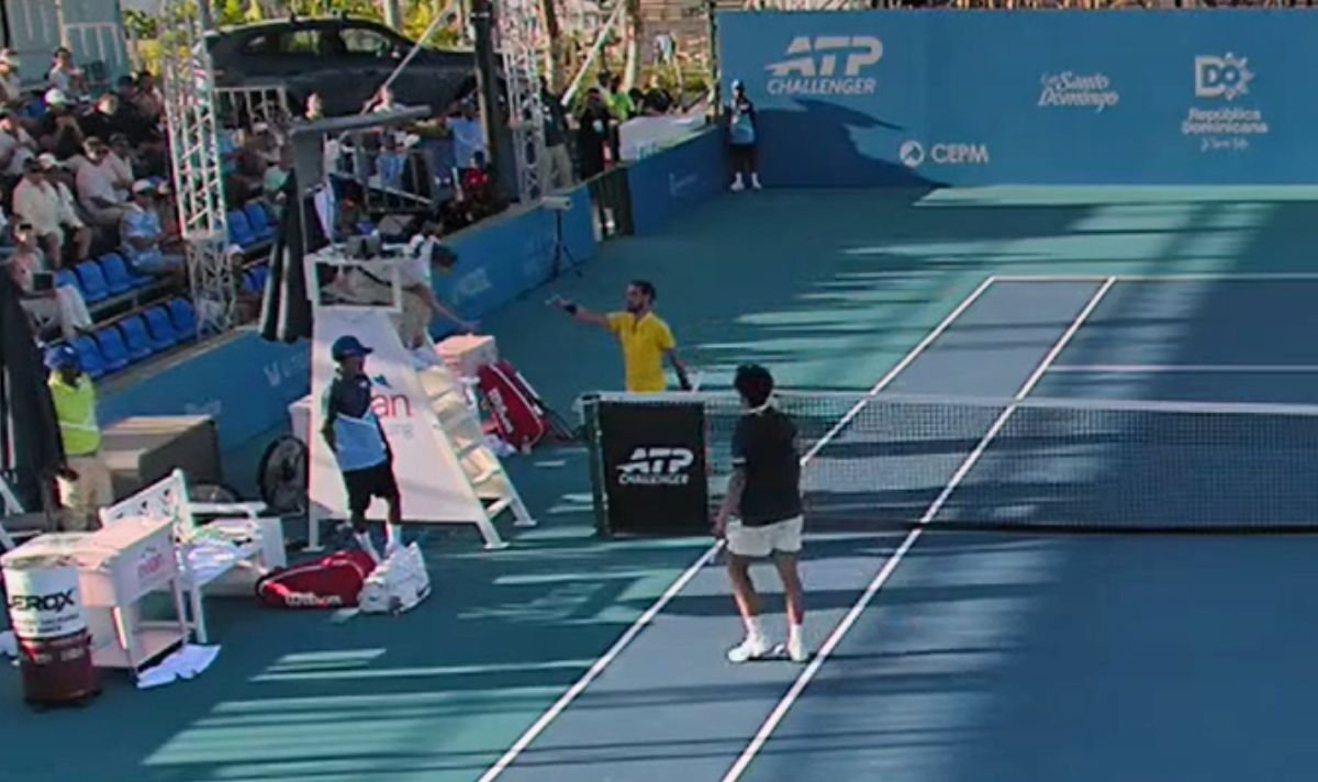 Damir Dzumhur mendengus sambil berjabat tangan