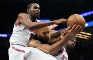 Wolves mengungguli Rockets 110-108 dalam perpanjangan waktu, dengan skor 15-0 di akhir pertandingan dibatasi oleh gol kemenangan Randle.