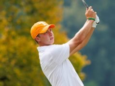 Volume No. 12/12 pada lubang kedua hingga ke-18 di Kejuaraan Mason Rudolph