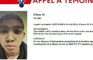 Haute-Savoie. Permohonan saksi telah diluncurkan setelah hilangnya seorang remaja berusia 16 tahun