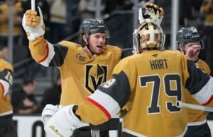 Golden Knights mengalahkan Mammoth 4-2 di Game 1, dengan Nic Dowd mencetak gol kemenangan